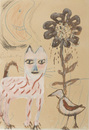 1949 Kat met bloem en vogel