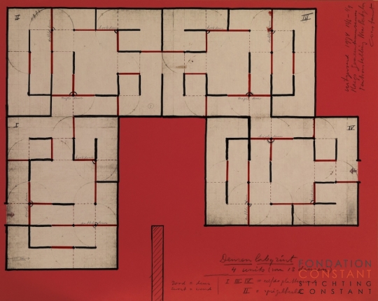 Constant Nieuwenhuys-Plattegrond Deurenlabyrinth, 1974