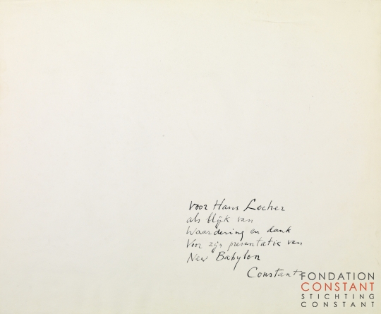 Constant Nieuwenhuys-Theorie collage New Babylon-dedicace, 1974