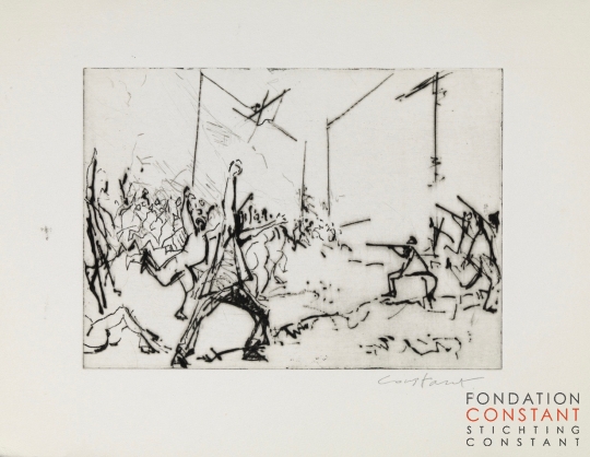 Constant Nieuwenhuys-11 Schetsen voor ets L'insurrection, 1986