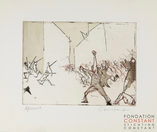 Constant Nieuwenhuys-13 Schetsen voor ets L'insurrection, 1986