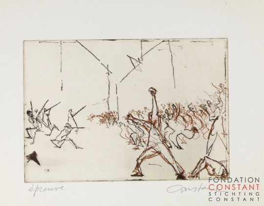 Constant Nieuwenhuys-16 Schetsen voor ets L'insurrection, 1986