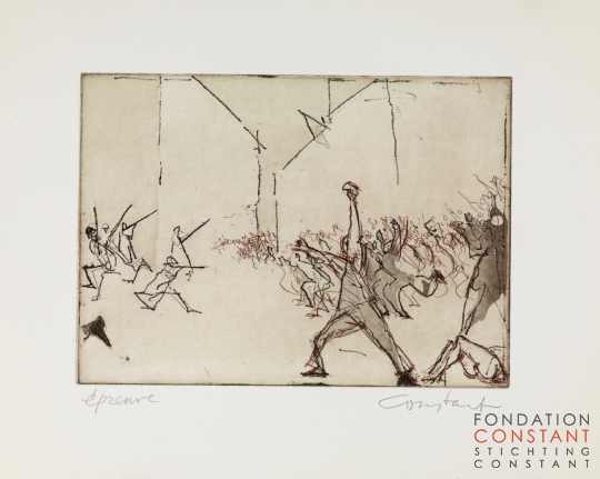 Constant Nieuwenhuys-17 Schetsen voor ets L'insurrection, 1986