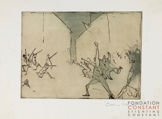 Constant Nieuwenhuys-18 Schetsen voor ets L'insurrection, 1986