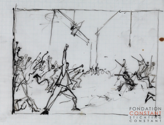 Constant Nieuwenhuys-02 Schetsen voor ets L'insurrection, 1986