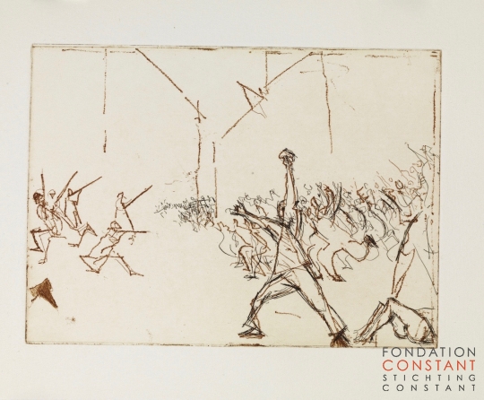 Constant Nieuwenhuys-03 Schetsen voor ets L'insurrection, 1986