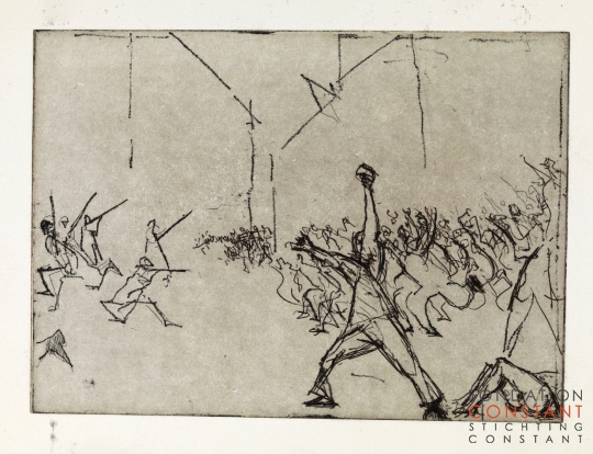 Constant Nieuwenhuys-05 Schetsen voor ets L'insurrection, 1986