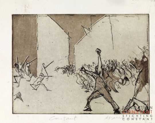 Constant Nieuwenhuys-06 Schetsen voor ets L'insurrection, 1986
