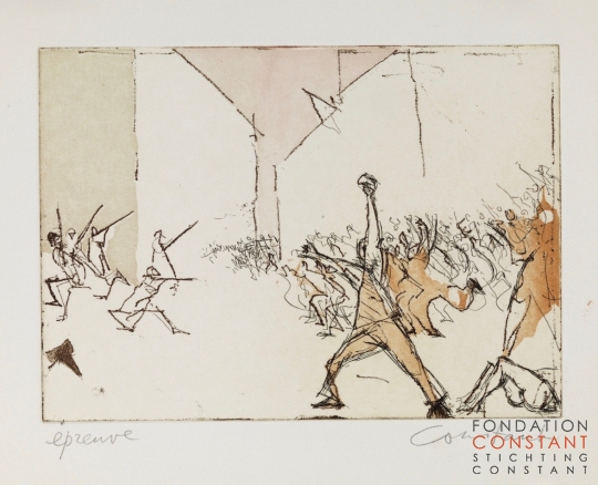 Constant Nieuwenhuys-09 Schetsen voor ets L'insurrection, 1986