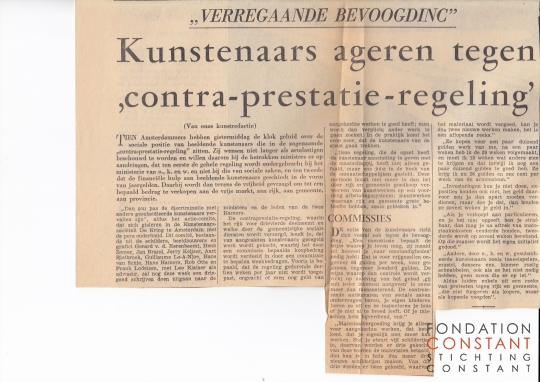 Kunstenaars ageren tegen ,Contra-prestatie-regeling' Kunstenaars ageren tegen ,Contra-prestatie-regeling'