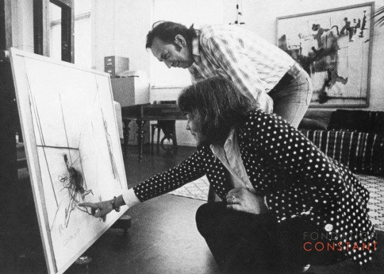 Constant and Fanny Kelk at Constant's studio Wittenburg, 1974-photo Victor Nieuwenhuys Constant and Fanny Kelk at Constant's studio Wittenburg, 1974-photo Victor Nieuwenhuys