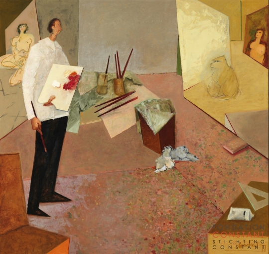 Constant-De schilder in zijn atelier, 1977 Constant Nieuwenhuys-De schilder in zijn atelier, 1977
