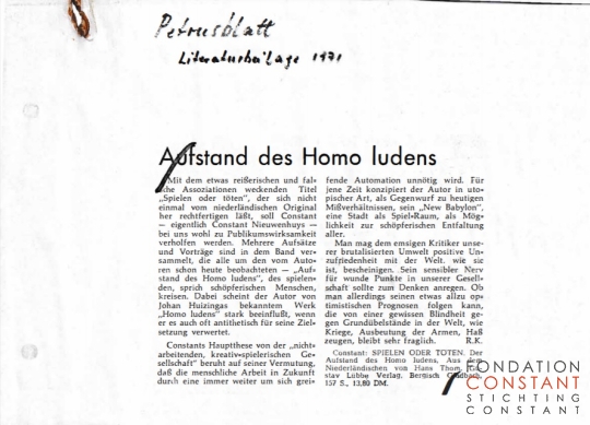 Afstand des Homo Ludens Afstand des Homo Ludens