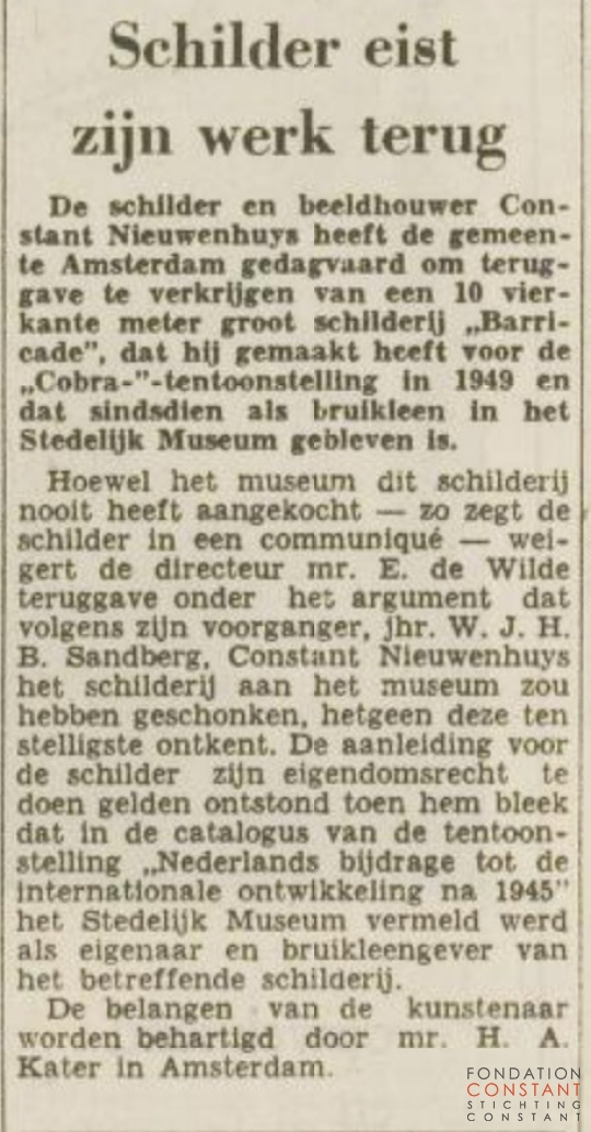 Schilder eist zijn werk terug | Leidsch Dagblad, 1964 Schilder eist zijn werk terug | Leidsch Dagblad, 1964