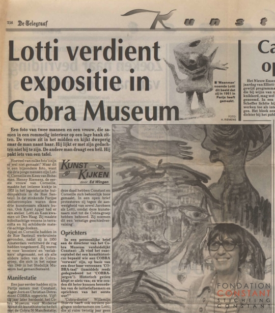 Lottie verdient expositie in Cobra museum Lottie verdient expositie in Cobra museum