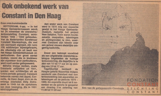 Ook onbekend werk van Constant in Den Haag Ook onbekend werk van Constant in Den Haag