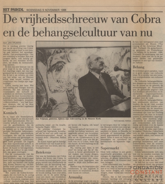 De vrijheidsschreeuw van Cobra en de behangsel cultuur van nu De vrijheidsschreeuw van Cobra en de behangsel cultuur van nu