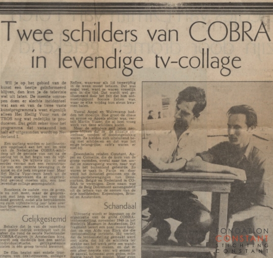 Twee schilders van COBRA in levendige tv-collage Twee schilders van COBRA in levendige tv-collage