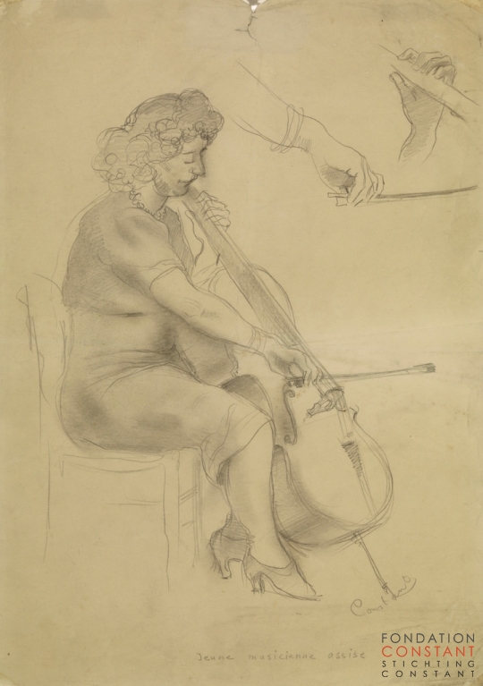 Constant Nieuwenhuys-Jeune musicienne assise, 1940 ca