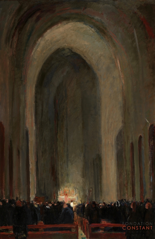 Constant-Interieur van de Wilibrorduskerk tijdens de hoogmis, 1944 Constant Nieuwenhuys-Interieur van de Wilibrorduskerk tijdens de hoogmis, 1944
