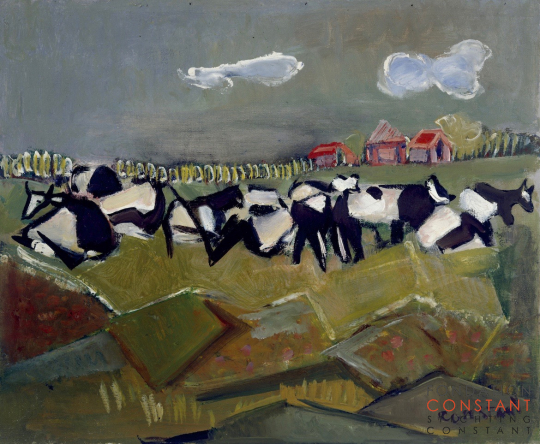 Constant-Landschap met koeien, ca 1946 Constant Nieuwenhuys-Landschap met koeien, ca 1946
