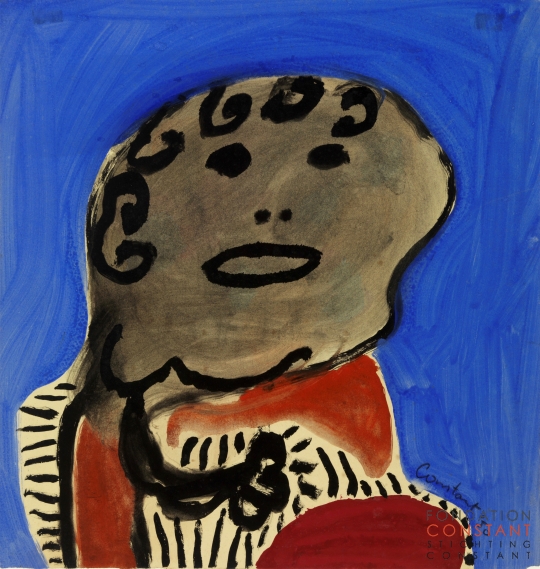 Constant-Vrouw met gestreepte jurk, 1950 Constant Nieuwenhuys-Vrouw met gestreepte jurk, 1950