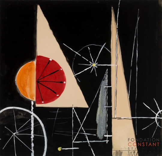 Constant-Compositie met driehoek, 1956 Constant Nieuwenhuys-Compositie met driehoek, 1956