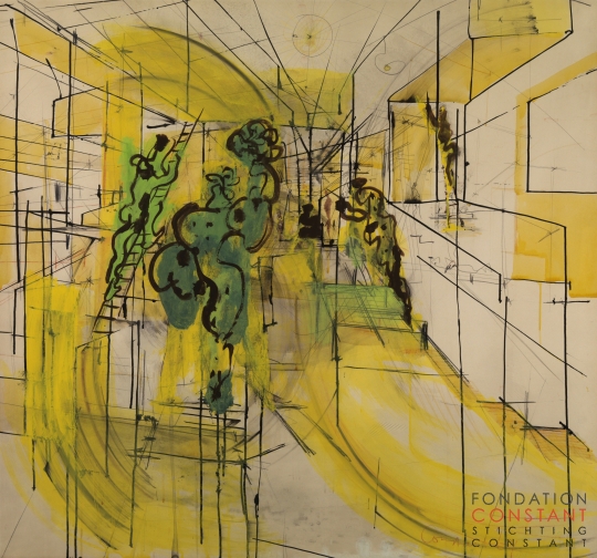 Constant-Groene figuren in gele ruimte, 1967 Constant Nieuwenhuys-Groene figuren in gele ruimte, 1967