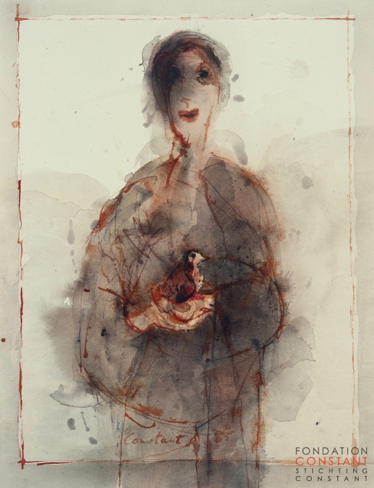 Constant-La femme à l'oiseau, 1985 Constant Nieuwenhuys-La femme à l'oiseau, 1985