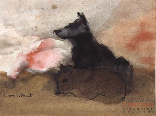 Constant Nieuwenhuys-ZT/Twee honden, ca 1985