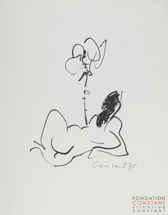 Constant-ZT/Vrouw met bloem, 1995 Constant Nieuwenhuys-ZT/Vrouw met bloem, 1995