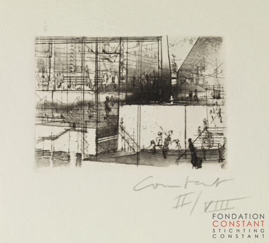 Constant Nieuwenhuys-12 Radierungen zu New Babylon-Interieur, 1970