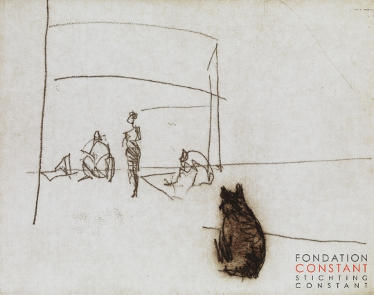 Constant Nieuwenhuys-Straatfiguren met hond II, 1992