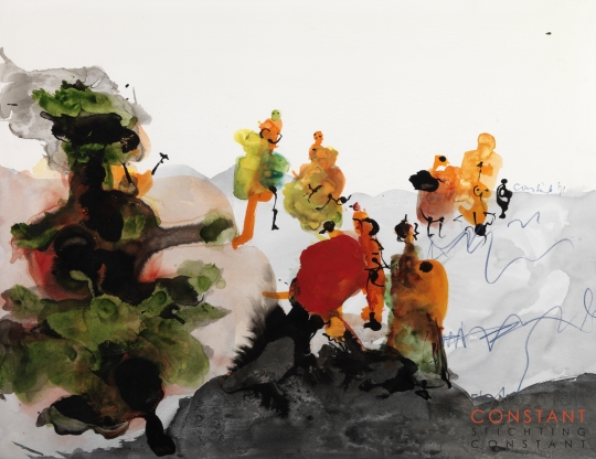Constant Nieuwenhuys-ZT/Figuren in landschap, 1971