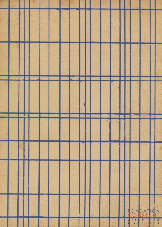 Constant Nieuwenhuys-Compositie met blauwe lijnen, 1953