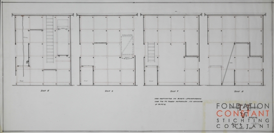 Constant-Tentoonstelling V2 Omgang-Bouwtekening blad 4, 1965 Constant Nieuwenhuys-Tentoonstelling V2 Omgang-Bouwtekening blad 4, 1965