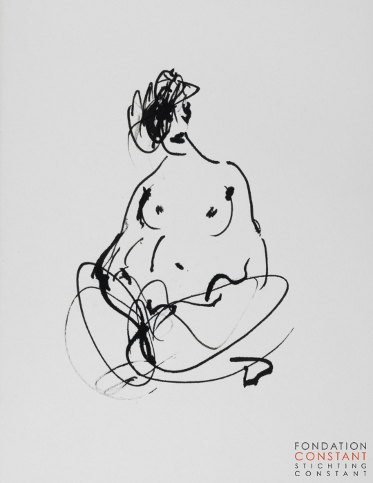 Constant-ZT/Naakte vrouw in lotus-houding, 1990 Constant Nieuwenhuys-ZT/Naakte vrouw in lotus-houding, 1990