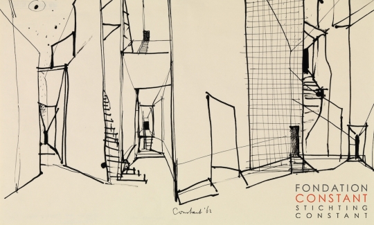 Constant-Interieur met trappen, 1962 Constant Nieuwenhuys-Interieur met trappen, 1962