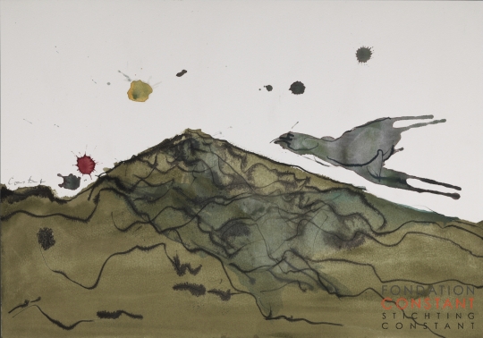 Constant Nieuwenhuys-ZT/Landschap met vogel, 1971 ca
