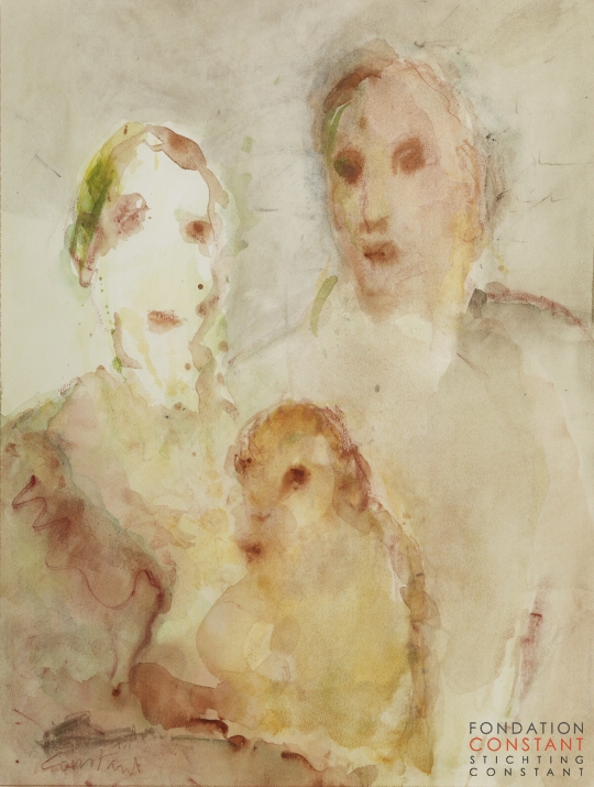 Constant-Le couple au singe, ca 1985 Constant Nieuwenhuys-Le couple au singe, ca 1985