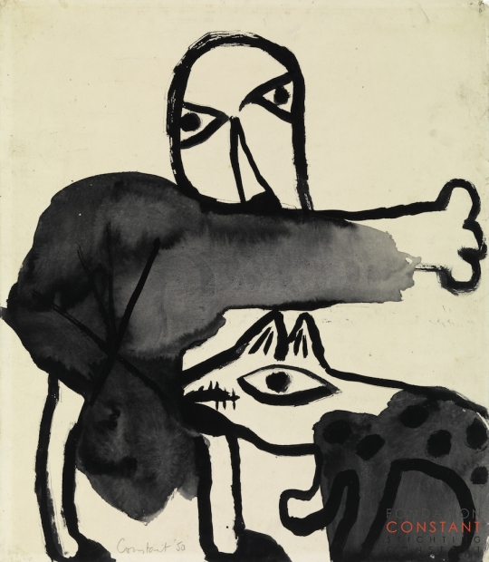 Constant-Man en hond, 1950 Constant Nieuwenhuys-Man en hond, 1950