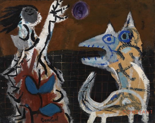 Constant-Meisje en hond, 1949 Constant Nieuwenhuys-Meisje en hond, 1949