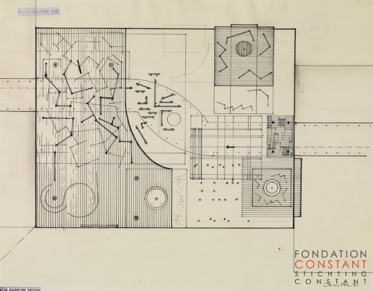 Constant-Plattegrond van de oriënt sector, 1959 Constant Nieuwenhuys-Plattegrond van de oriënt sector, 1959
