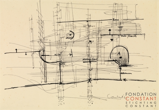 Constant-Schematische voorstelling van een sector, 1962 Constant Nieuwenhuys-Schematische voorstelling van een sector, 1962
