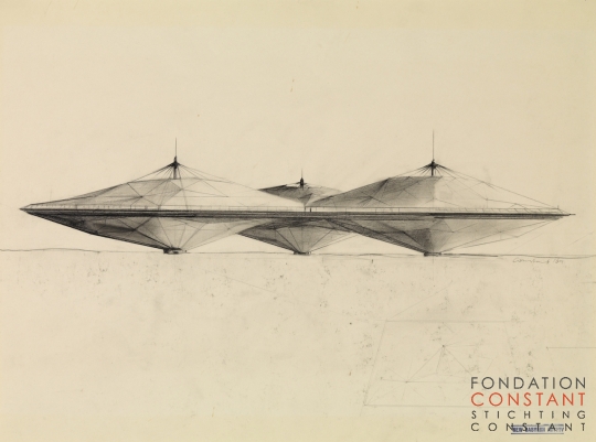 Constant-Schets voor een sector met tentdak, 1964 Constant Nieuwenhuys-Schets voor een sector met tentdak, 1964