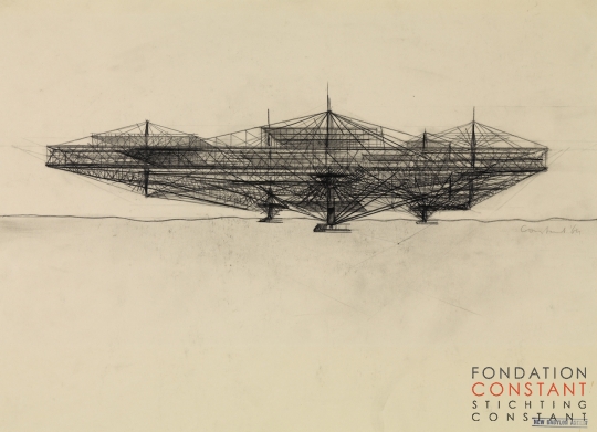 Constant-Schets voor een zelfdragende sectorconstructie, 1964 Constant Nieuwenhuys-Schets voor een zelfdragende sectorconstructie, 1964