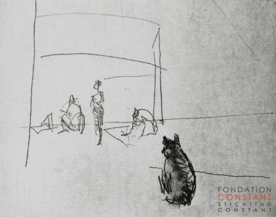 Constant Nieuwenhuys-Straatfiguren met hond, 1992