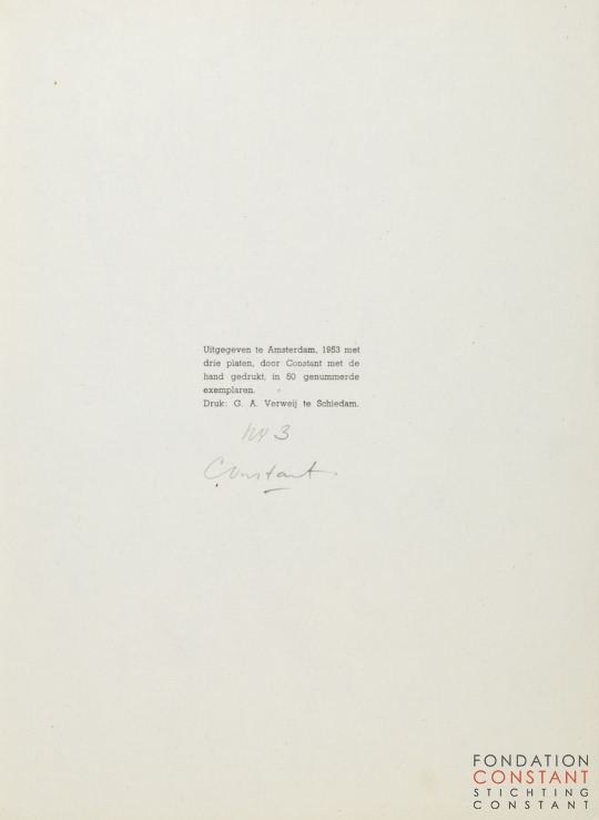 Constant Nieuwenhuys-VOOR EEN SPATIAAL COLORISME, pag 00B Colophon, 1953