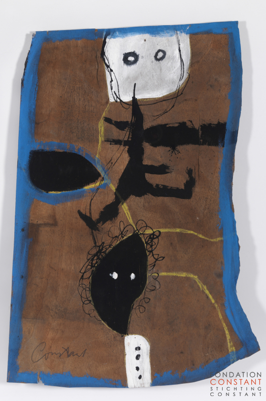 Constant-ZT/Gouache op boomschors, 1947 Constant Nieuwenhuys-ZT/Gouache op boomschors, 1947