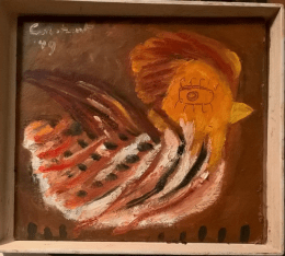 2020 Oil on linen, titled "Vogel", signed, 1949